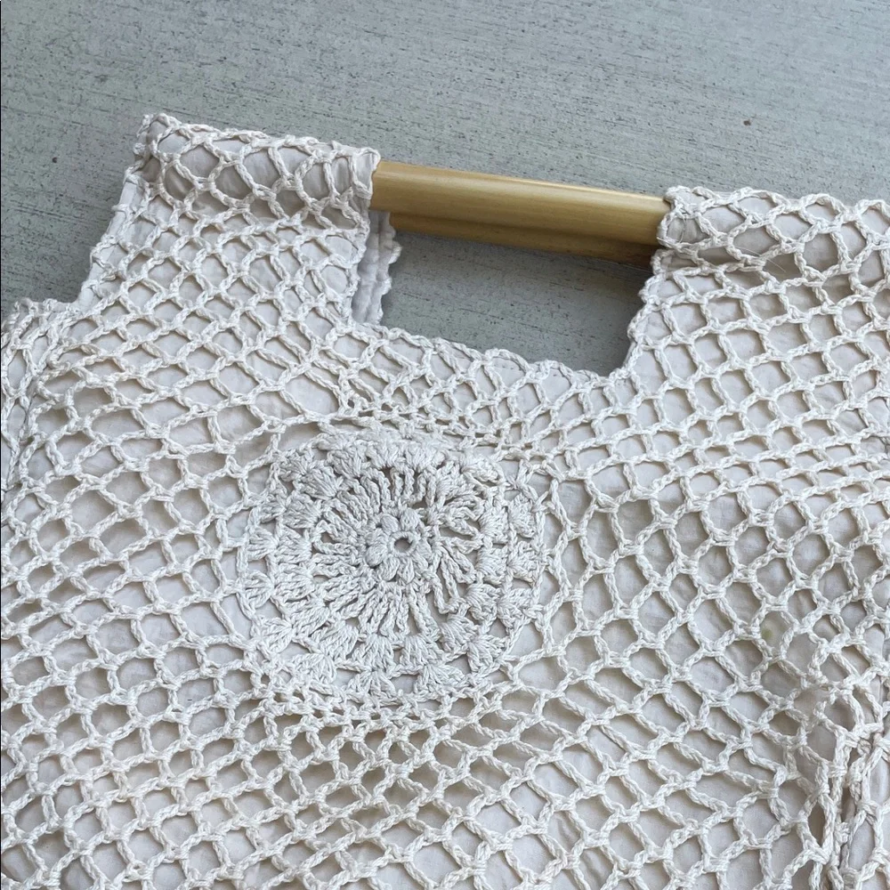 Crochet Tote with Bamboo Handles - Picture 2 of 11